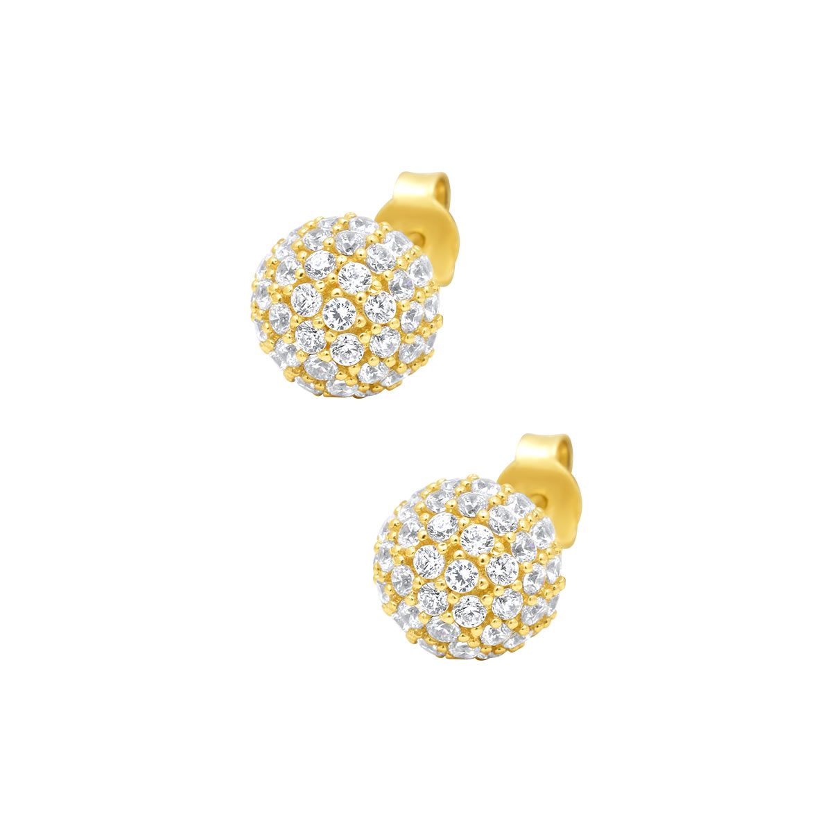 Χρυσά σκουλαρίκια Shiny Circles K14 με πέτρες ζιργκόν